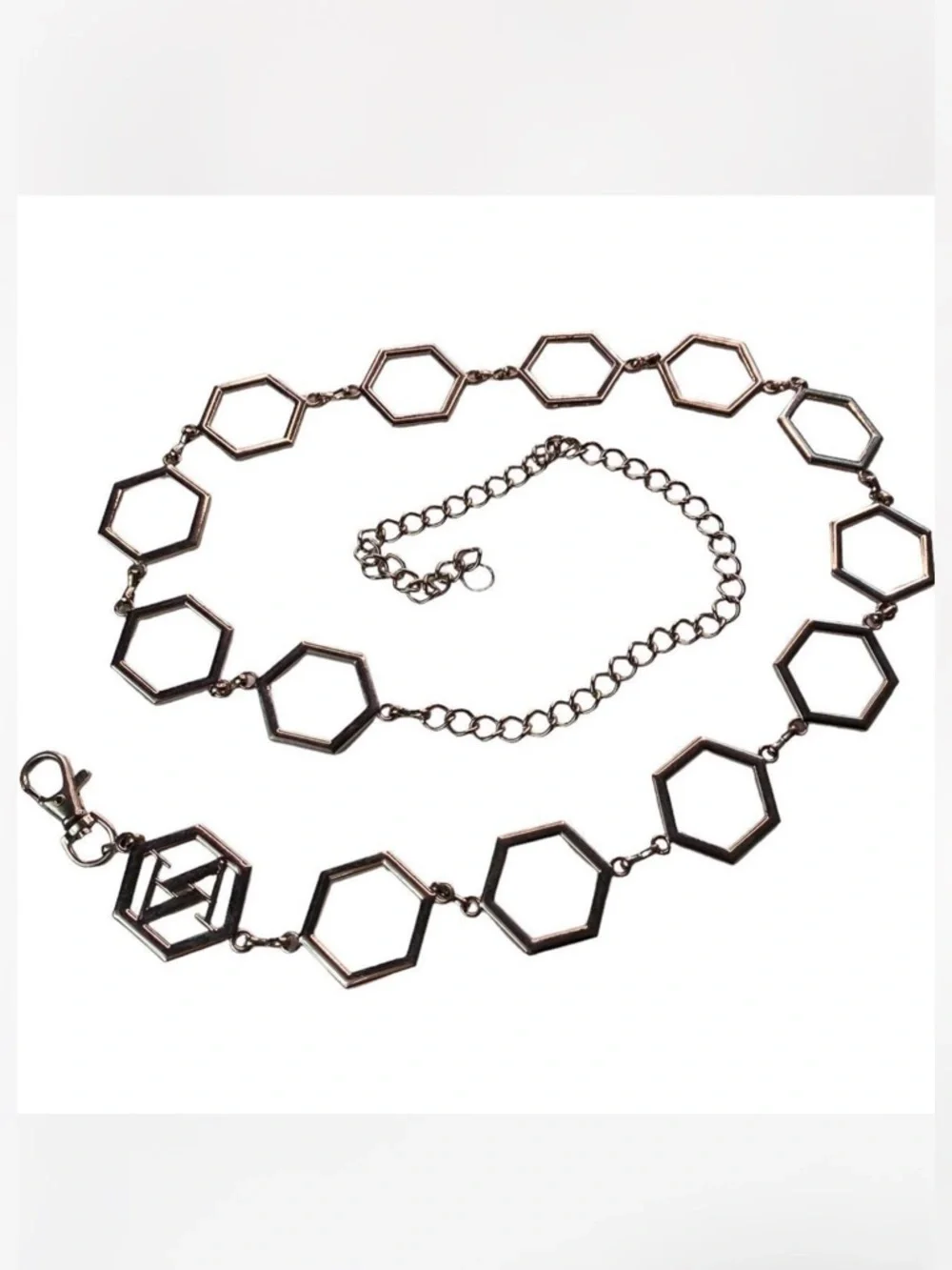 Vintage Silver Hexagon Chain Belt
